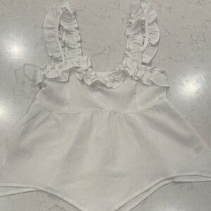White Ruffled Women's Top